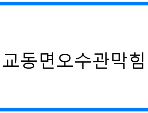교동면오수관막힘 해결! 완벽 가이드 & 긴급 출동