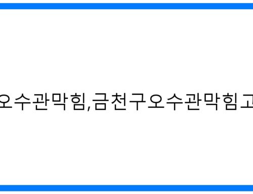 긴급! 금천구 오수관 막힘 해결, 속 시원한 고압세척 후기