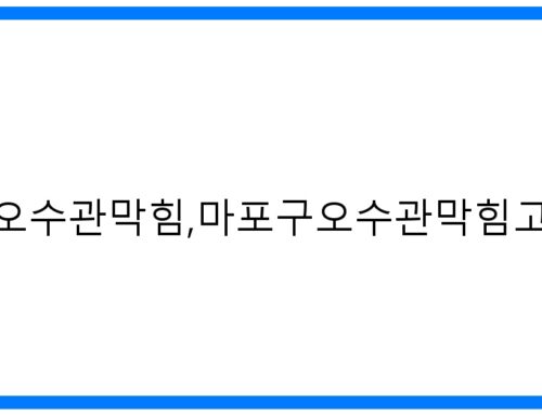 마포구 오수관 막힘 해결! 고압세척 완벽 가이드