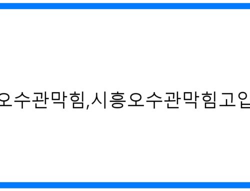 시흥오수관막힘 긴급 해결! 고압세척 완벽 가이드