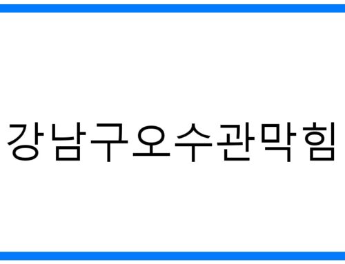강남구오수관막힘: 문제 해결을 위한 완벽 가이드