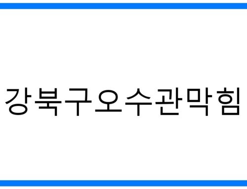 강북구오수관막힘 해결사! 원인부터 예방까지 완벽 가이드