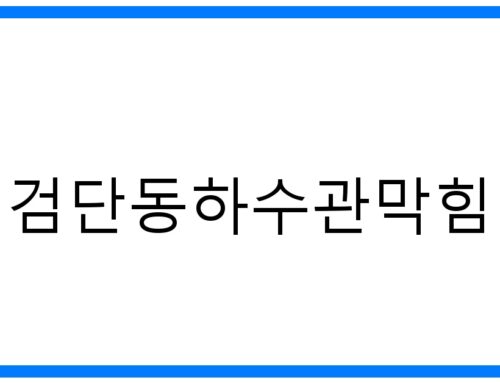 검단동하수관막힘 해결! 속 시원한 완벽 가이드