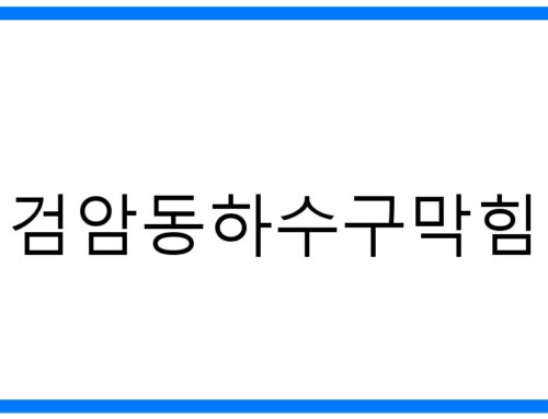검암동하수구막힘 해결! 시원하게 뚫는 완벽 가이드