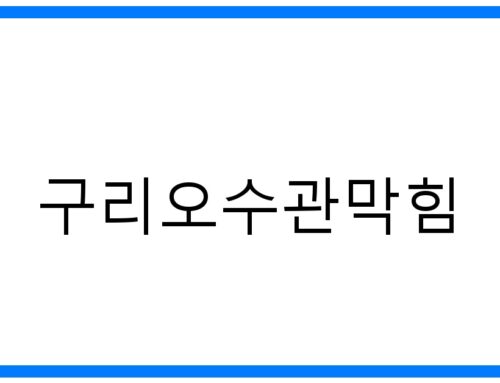 구리오수관막힘: 문제 해결을 위한 완벽 가이드