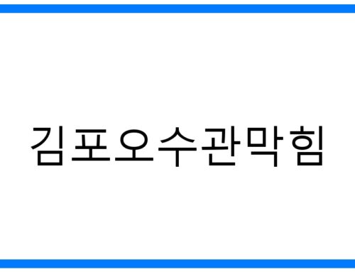김포오수관막힘 해결! 완벽 가이드 & 긴급 출동 노하우
