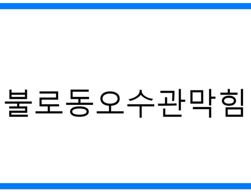 긴급! 불로동오수관막힘 완벽 해결: 원인부터 예방까지