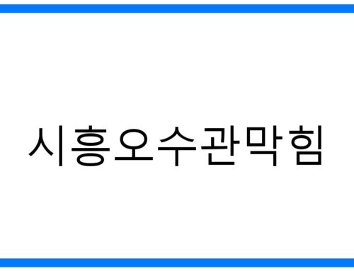 시흥오수관막힘 해결! 완벽 가이드 & 긴급 출동