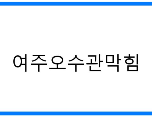 여주오수관막힘 완벽 해결: 원인부터 예방까지