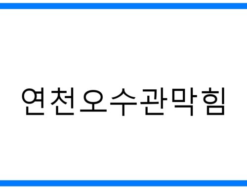 연천오수관막힘 해결: 원인부터 예방까지 완벽 가이드