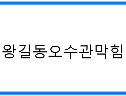 왕길동오수관막힘 해결! 꽉 막힌 속 시원한 뚫음 비법