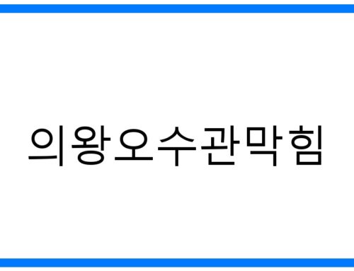 긴급! 의왕오수관막힘 해결, 완벽 가이드 & 예방꿀팁