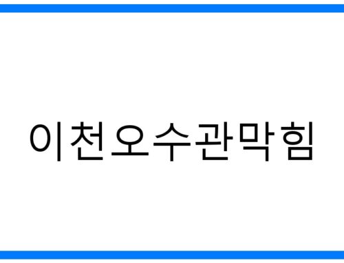 이천오수관막힘 완벽 해결: 원인부터 예방까지