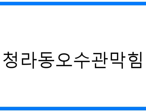 긴급! 청라동 오수관 막힘 해결, 완벽 가이드