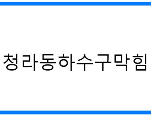 청라동하수구막힘 해결! 꽉 막힌 속 시원한 뚫음 비법