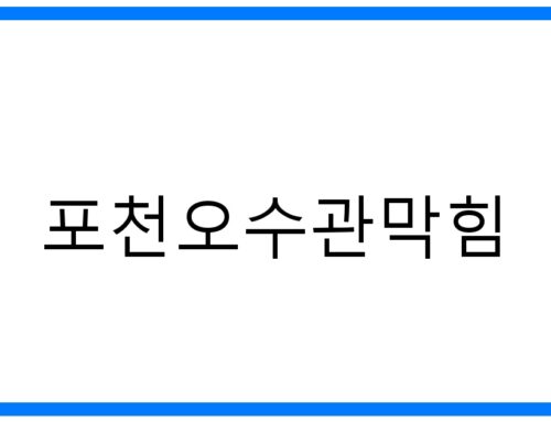 포천오수관막힘 해결: 원인부터 예방까지 완벽 가이드