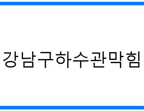 강남구하수관막힘 완벽 해결! 원인부터 예방까지
