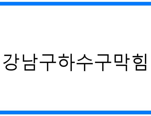 강남구 하수구 막힘 해결, 속 시원한 완벽 가이드
