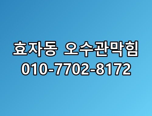 효자동 오수관막힘 010-7702-8172 생각보다 복잡하더라고요