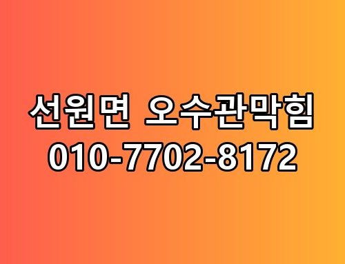 선원면 오수관막힘 010-7702-8172 생각보다 복잡하더라고요