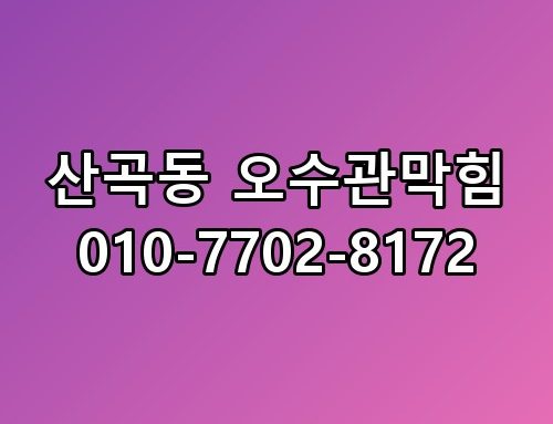 산곡동 오수관막힘 010-7702-8172 이 정도일 줄은 몰랐네요