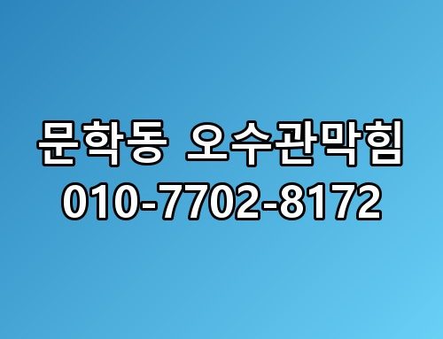 문학동 오수관막힘 010-7702-8172 진짜 이게 맞나 싶더라고요