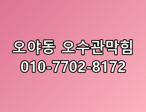 오야동 오수관막힘 010-7702-8172 이 정도일 줄은 몰랐네요