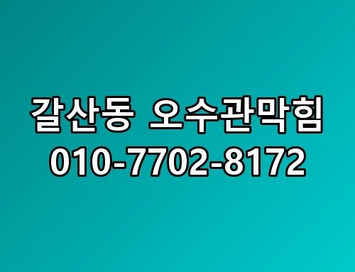 갈산동 오수관막힘 010-7702-8172 지금 상황 정리해봤습니다