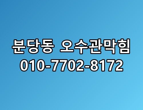 분당동 오수관막힘 010-7702-8172 놓치면 후회할 포인트