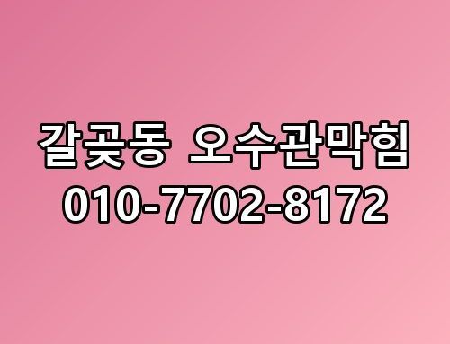 갈곶동 오수관막힘 010-7702-8172 한번 짚어봐야 할 이야기