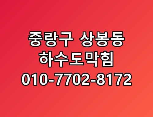 중랑구 상봉동 하수도막힘 010-7702-8172 생각보다 복잡하더라고요