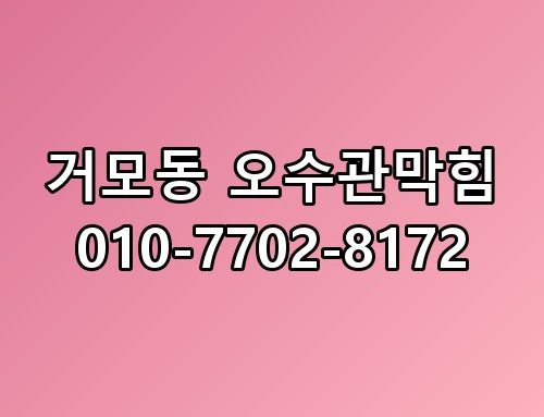 거모동 오수관막힘 010-7702-8172 생각보다 복잡하더라고요