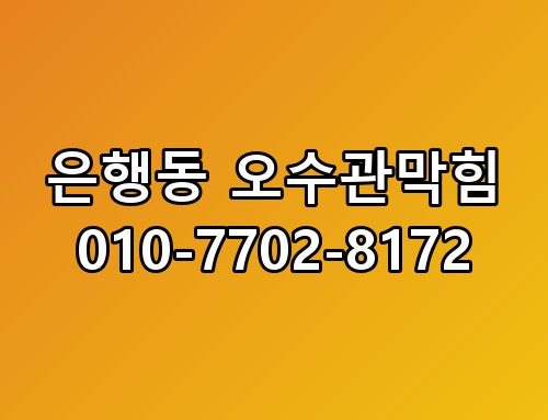 은행동 오수관막힘 010-7702-8172 원인부터 확실한 해결법까지