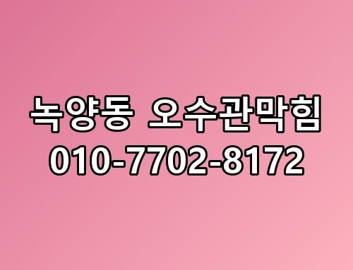 녹양동 오수관막힘 010-7702-8172 확실한 원인 파악과 해결 방법