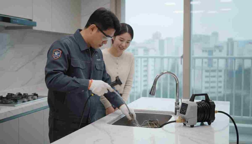 대학동 하수구막힘 작업 - 다세대주택 주방 싱크대 배관 내시경 점검