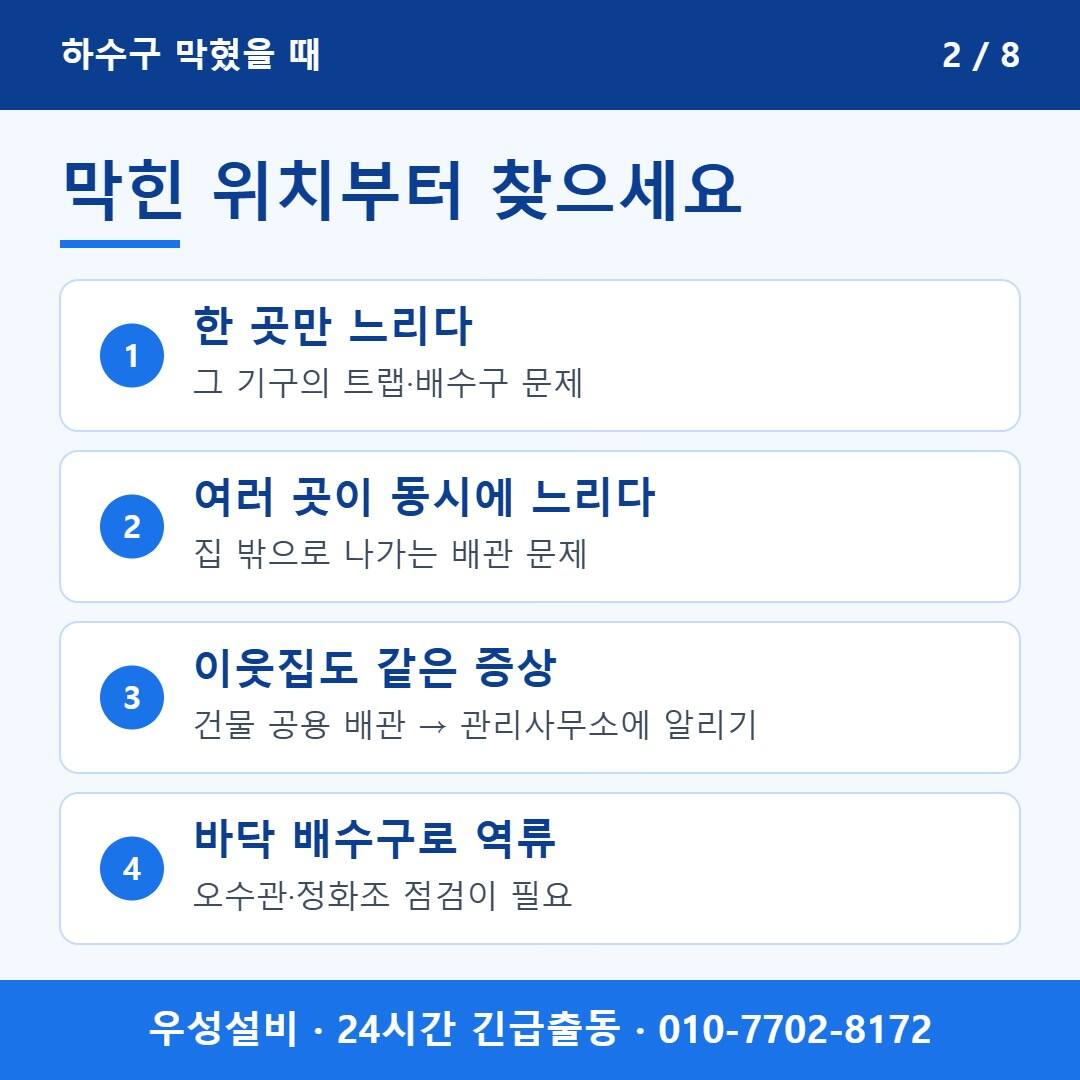하수구 막힌 위치 찾는 법